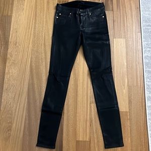 7 for all Mankind black coated skinny jeans sz 27